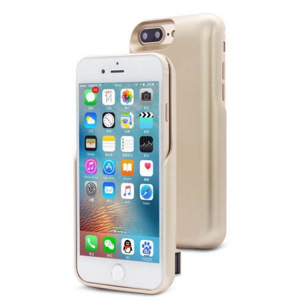 Wholesale iPhone 8 Plus / 7 Plus / 6s Plus / 6 Plus Dual Portable Power Charging Cover 7200 mAh (Gold)